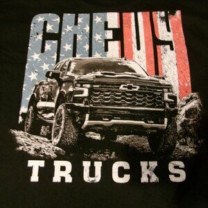 Gildan Chevrolet Chevy Trucks Black Stars Stripes USA 100% Cotton T-Shirt XL NEW